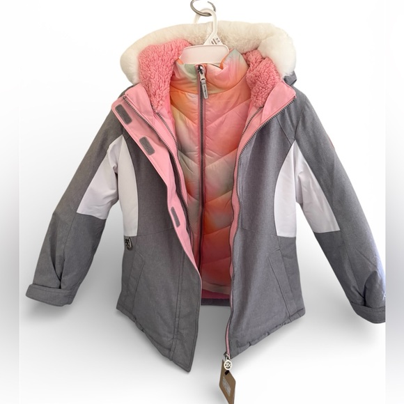 ZeroXposur Size 10/12 Pink and Gray Kids Ski Jacket